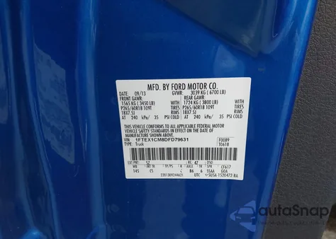 2013 Ford F-150 Stx из США, поврежденный, VIN 1FTEX1CM8DFD79631